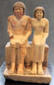 Family group of Sabu, wife Meritites & son Iseb of painted limestone at Museum Ägyptischer Kunst. Munich, Germany.