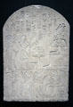 Stela of Standard Bearer & Chief of Mercenaries Usi of limestone from Memphis at Museum Ägyptischer Kunst. Munich, Germany.