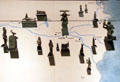 Figures of local gods displayed on map of Nile around delta of Lower Egypt at Museum Ägyptischer Kunst. Munich, Germany.