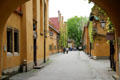 Street within walls of Fuggerei. Augsburg, Germany