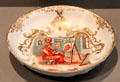 Meissen porcelain plate painted in gold & red decorated by Franz Mayer from Augsburg at Maximilian Museum. Augsburg, Germany.