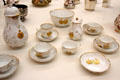 Meissen white porcelain coffee service with Augsburg gold trim attr. Abraham Seutter at Maximilian Museum. Augsburg, Germany.