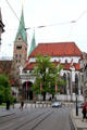 Augsburg Cathedral built on site of several previous churches & noted for its two towers which are visible from the whole city. Augsburg, Germany.