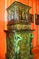 Ceramic stove in guests living room by Grossmann Co. of Nuremberg or Coburg at Coburg Castle. Coburg, Germany.