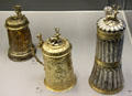 Covered silver tankards with stags on lid from Germany at Germanisches Nationalmuseum. Nuremberg, Germany.