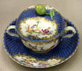 Porcelain tureen & saucer with scale decoration by Meissen Porcelain at Germanisches Nationalmuseum. Nuremberg, Germany.