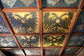 Ceiling with arms of Karl V painting in audience hall by Hans Springinklee at Imperial Castle. Nuremberg, Germany.