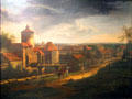 View of area outside of Frauen gate of Nuremberg painting by Peter von Bemmel at Fembohaus City Museum. Nuremberg, Germany.