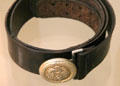 Railway workers belt with swastika buckle from WWII at Nuremberg Transport Museum. Nuremberg, Germany.