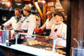 Booth with wurst at Christmas Market on City Hall square. Nuremberg, Germany.