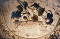 Ceiling plasterwork of St. Michael slaying dragon in Knights' Hall at Weikersheim Palace. Weikersheim, Germany.