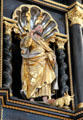 Statue of Evangelist St Luke with his bull symbol in St Benedict church at Benediktbeuern Abbey. Germany.