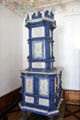 Ceramic heating stove at Museum of City of Füssen in Kloster St Mang. Füssen, Germany.