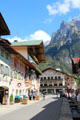 Historic town of Mittenwald with Alps foothills in background. Mittenwald, Germany