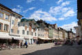 Marktstraße streetscape with painted buildings. Bad Tölz, Germany.