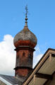Domed tower over Marktstraße. Bad Tölz, Germany.