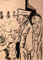 Hunger drawing in ink & pencil by George Grosz at Museum of Bread and Art. Ulm, Germany.