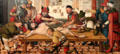 Martyrdom of St Bartholomew having skin removed painting by Martin Schaffner at Ulmer Museum. Ulm, Germany.