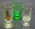 Drinking glasses with images of Ulm at Ulmer Museum. Ulm, Germany.