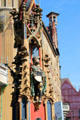 Figure of knight holding shield on facade of Ulm Rathaus. Ulm, Germany
