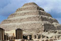 Step Pyramid of Djoser or Zoser the first pyramid ascribed to builder Imhotep who is supposed to have devised dressed stone. Saqqara, Egypt