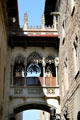 Gothic-style bridge over Bishop Street. Barcelona, Spain.