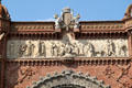Frieze on Barcelona's Arc de Triomphe. Barcelona, Spain.