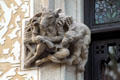 Carved donkeys with book on Casa Amatller. Barcelona, Spain.