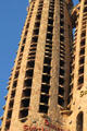 Detail of stone slats on towers of Sagrada Familia. Barcelona, Spain.