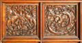 Carved panels in dining room at Palau Güell. Barcelona, Spain.