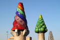 Gaudi's spiral chimney's atop Palau Güell. Barcelona, Spain