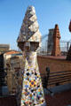 Tile & brick chimneys atop Palau Güell. Barcelona, Spain.