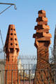 Brick chimneys atop Palau Güell. Barcelona, Spain.