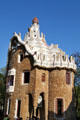 Side view of Gatekeeper's pavilion at Parc Güell. Barcelona, Spain.