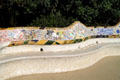 Gaudí's mosaic benches on the plaza in Parc Güell. Barcelona, Spain.