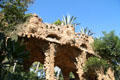 Viaduct in Parc Güell, part of Park's walkway system. Barcelona, Spain.