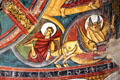 Fresco detail of symbol of Evangelist St Luke from church of Sant Climent de Taüll at Museu Nacional d'Art de Catalunya. Barcelona, Spain.