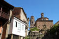 Steps of Santiago leading up to Church of the Carmelites from Aragon at Poble Espanyol. Barcelona, Spain.
