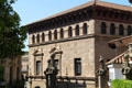 Ayuntamiento de Valderrobres from Aragon over steps of Santiago at Poble Espanyol. Barcelona, Spain.