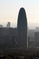 Torre Agbar silhouetted against Barcelona sky. Barcelona, Spain.