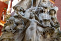 Catalan song sculpture on corner of Palace of Catalan Music. Barcelona, Spain.