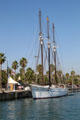 Three-masted schooner Santa Eulàlia, Maritime Museum ship on Moll de la Fusta quay. Barcelona, Spain.