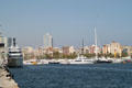 Skyline of Barceloneta area of Barcelona. Barcelona, Spain.