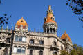 Turrets of Casa Antoni Rocamora at Passeig de Gràcia 6. Barcelona, Spain.