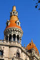 Turrets of Casa Antoni Rocamora at Passeig de Gràcia 6. Barcelona, Spain.