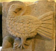 Sandstone relief of eagle of St John the Evangelist from Alspach in Unterlinden Museum. Colmar, France.
