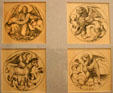 Medieval engraving of Evangelists Matthew, Mark, Luke & John in Unterlinden Museum. Colmar, France.