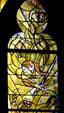 Detail of man with two faces windows from stained-glass by Marc Chagall in Cathedral. Metz, France.