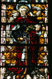 Stained-glass Apostle St James the Minor in Cathedral. Metz, France.