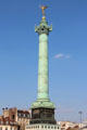 Monumental column at Place de la Bastille marking French Revolution of 1830 which caused overthrow of King Charles X & replacement by Louis Philippe as constitutional monarch. Paris, France.